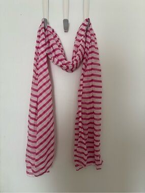 H&M Pink and White Striped Lightweight Scarf